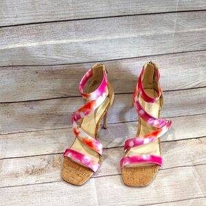 Jessica Simpson Pink and Tan Strappy Heels